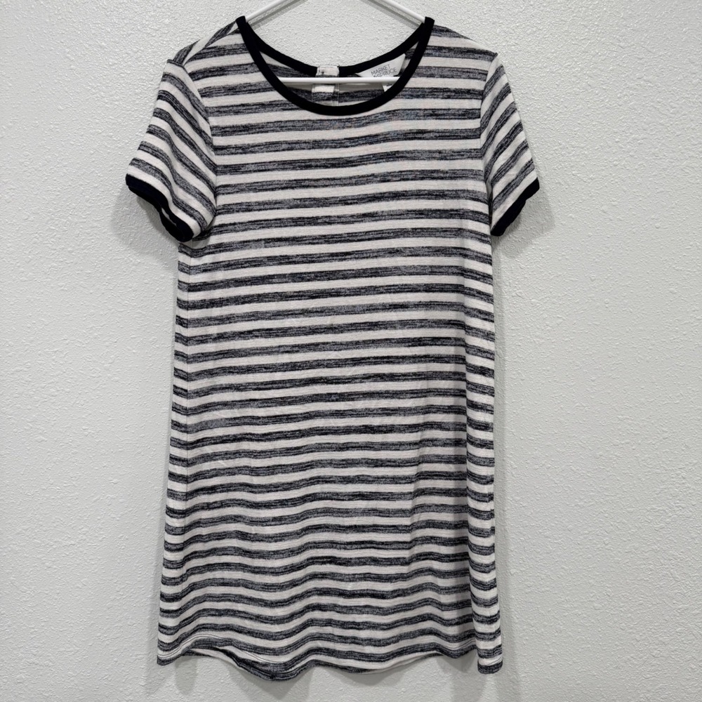 Market & Spruce Navy White Striped Short Sleeve T-Shirt Dress Petite Small S P‎